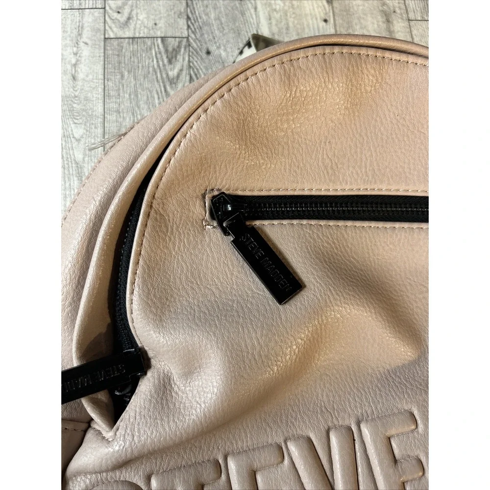 Steve Madden Blush Logo Backpack Faux Leather Zip Closure Women‎